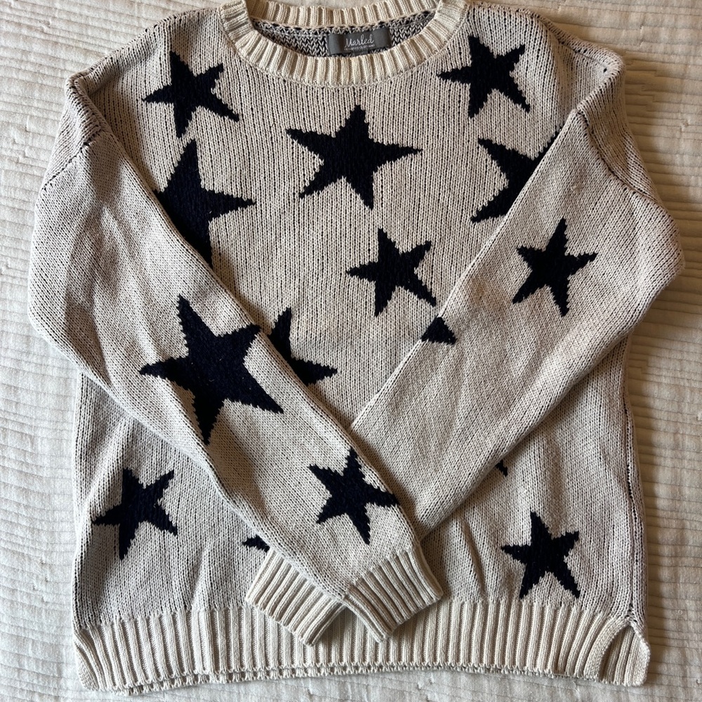 Marled Starry Night Sweater - Cream and Black